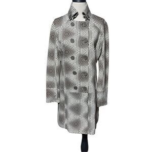 Sao Paulo Long Sleeve Abstract Pea Coat Duster Size 8